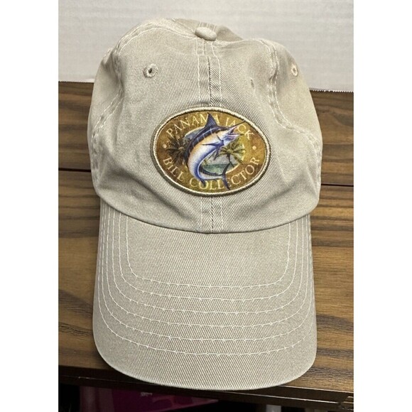 Unisex Adj Strapback Panama Jack Bill Collector All Beige Fish Patch Hat Cap - Picture 1 of 12